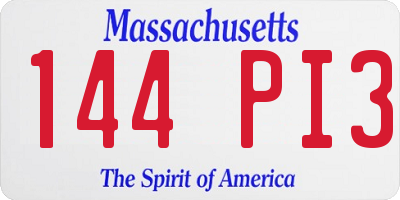 MA license plate 144PI3