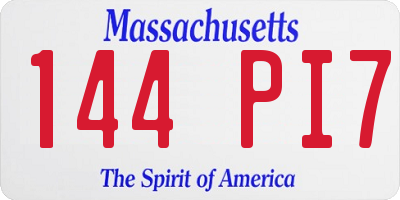 MA license plate 144PI7