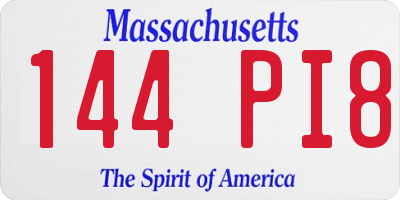 MA license plate 144PI8