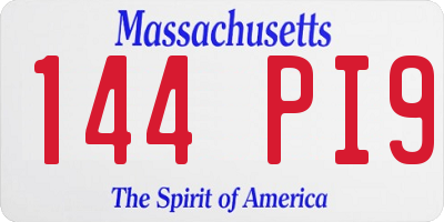 MA license plate 144PI9