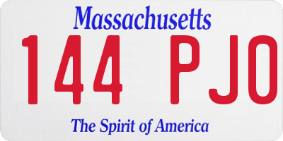 MA license plate 144PJ0