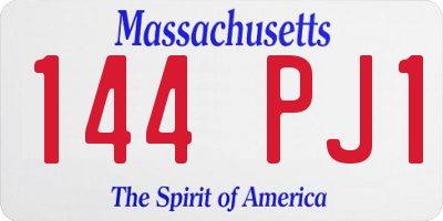 MA license plate 144PJ1