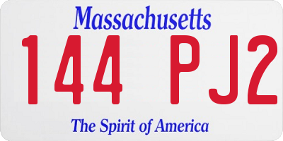 MA license plate 144PJ2