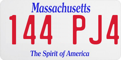 MA license plate 144PJ4