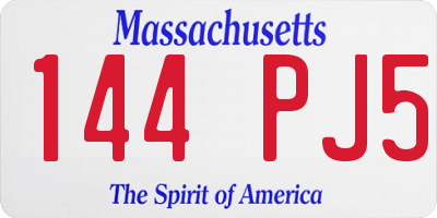 MA license plate 144PJ5