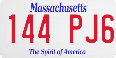 MA license plate 144PJ6