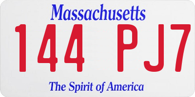 MA license plate 144PJ7