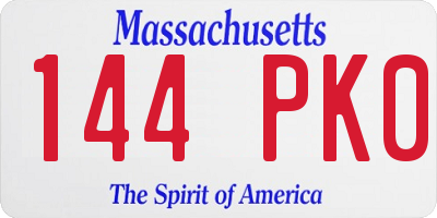 MA license plate 144PK0