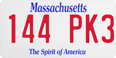 MA license plate 144PK3