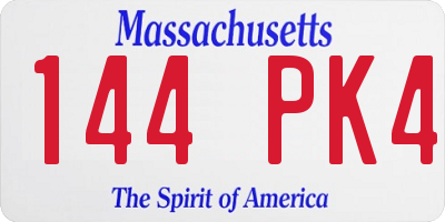 MA license plate 144PK4