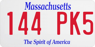 MA license plate 144PK5