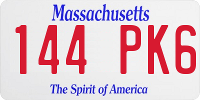 MA license plate 144PK6