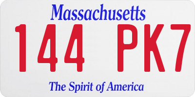 MA license plate 144PK7