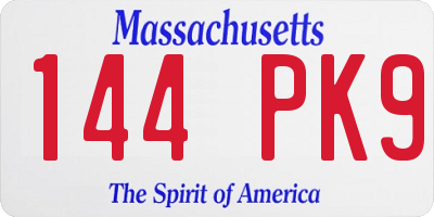 MA license plate 144PK9