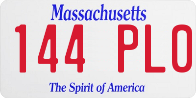 MA license plate 144PL0