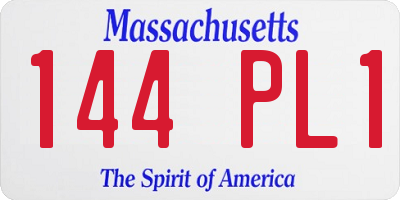 MA license plate 144PL1