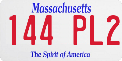 MA license plate 144PL2