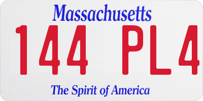 MA license plate 144PL4