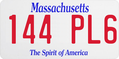 MA license plate 144PL6