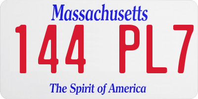 MA license plate 144PL7