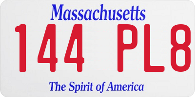 MA license plate 144PL8