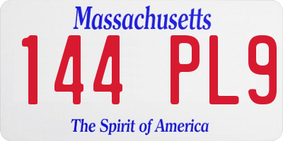 MA license plate 144PL9