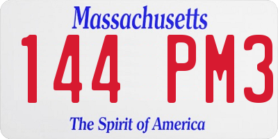 MA license plate 144PM3