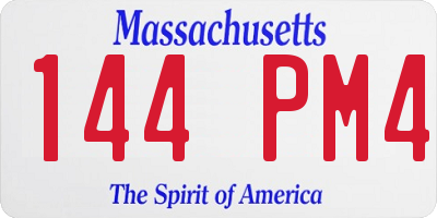 MA license plate 144PM4