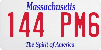 MA license plate 144PM6
