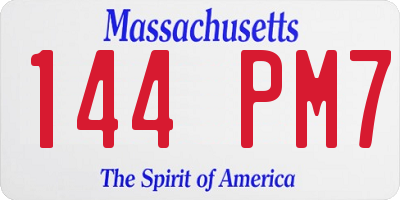 MA license plate 144PM7