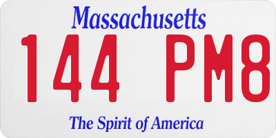 MA license plate 144PM8