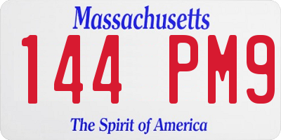 MA license plate 144PM9