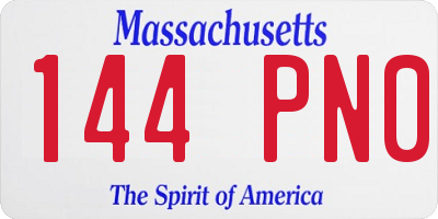 MA license plate 144PN0