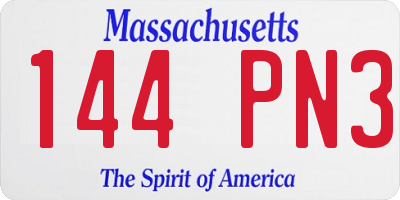 MA license plate 144PN3