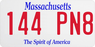MA license plate 144PN8