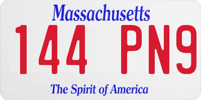 MA license plate 144PN9