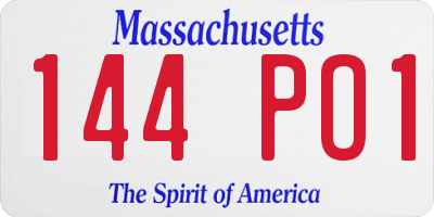 MA license plate 144PO1