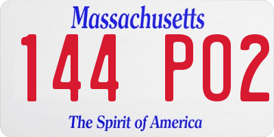 MA license plate 144PO2