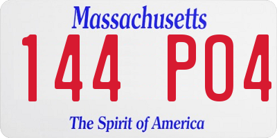 MA license plate 144PO4