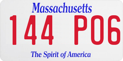MA license plate 144PO6