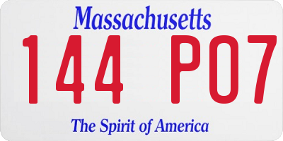 MA license plate 144PO7