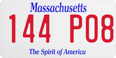 MA license plate 144PO8