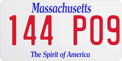 MA license plate 144PO9