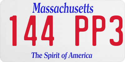 MA license plate 144PP3
