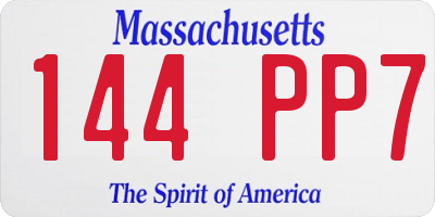 MA license plate 144PP7