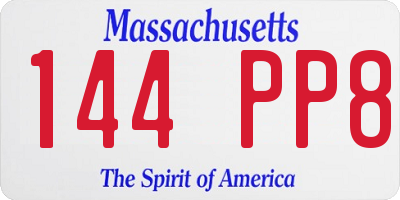 MA license plate 144PP8