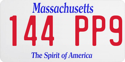 MA license plate 144PP9