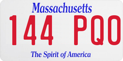 MA license plate 144PQ0