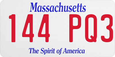 MA license plate 144PQ3