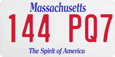 MA license plate 144PQ7
